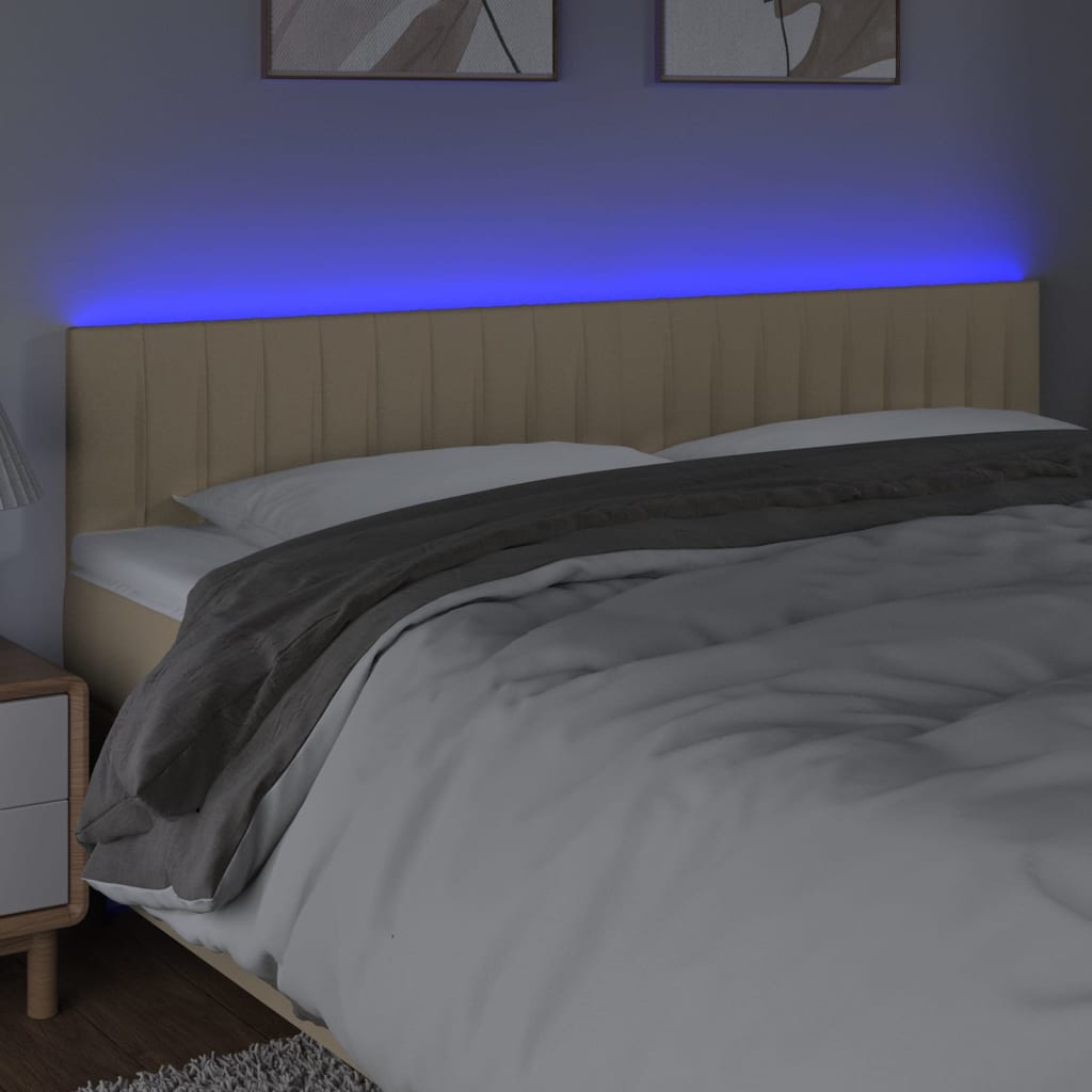 vidaXL Κεφαλάρι Κρεβατιού LED Κρεμ 200x5x78/88 εκ. Υφασμάτινο