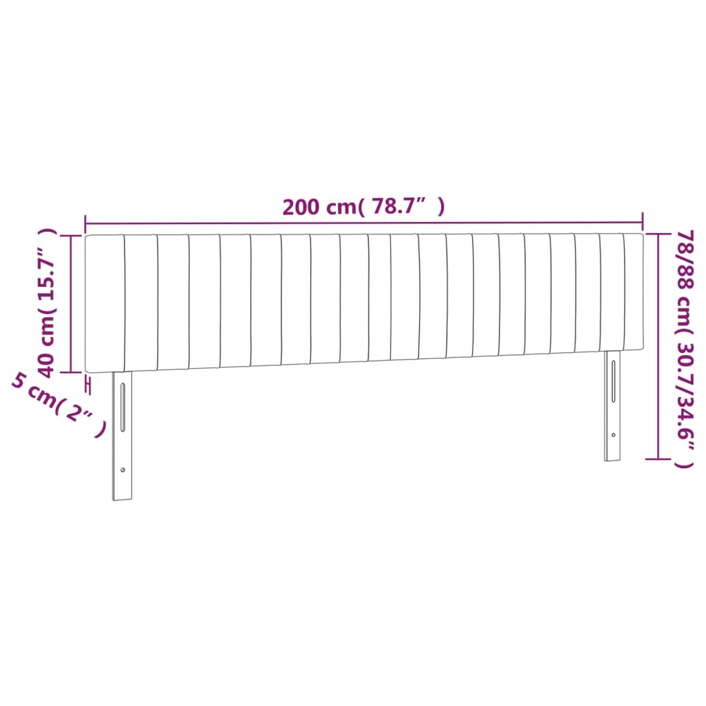 vidaXL Κεφαλάρι Κρεβατιού LED Κρεμ 200x5x78/88 εκ. Υφασμάτινο