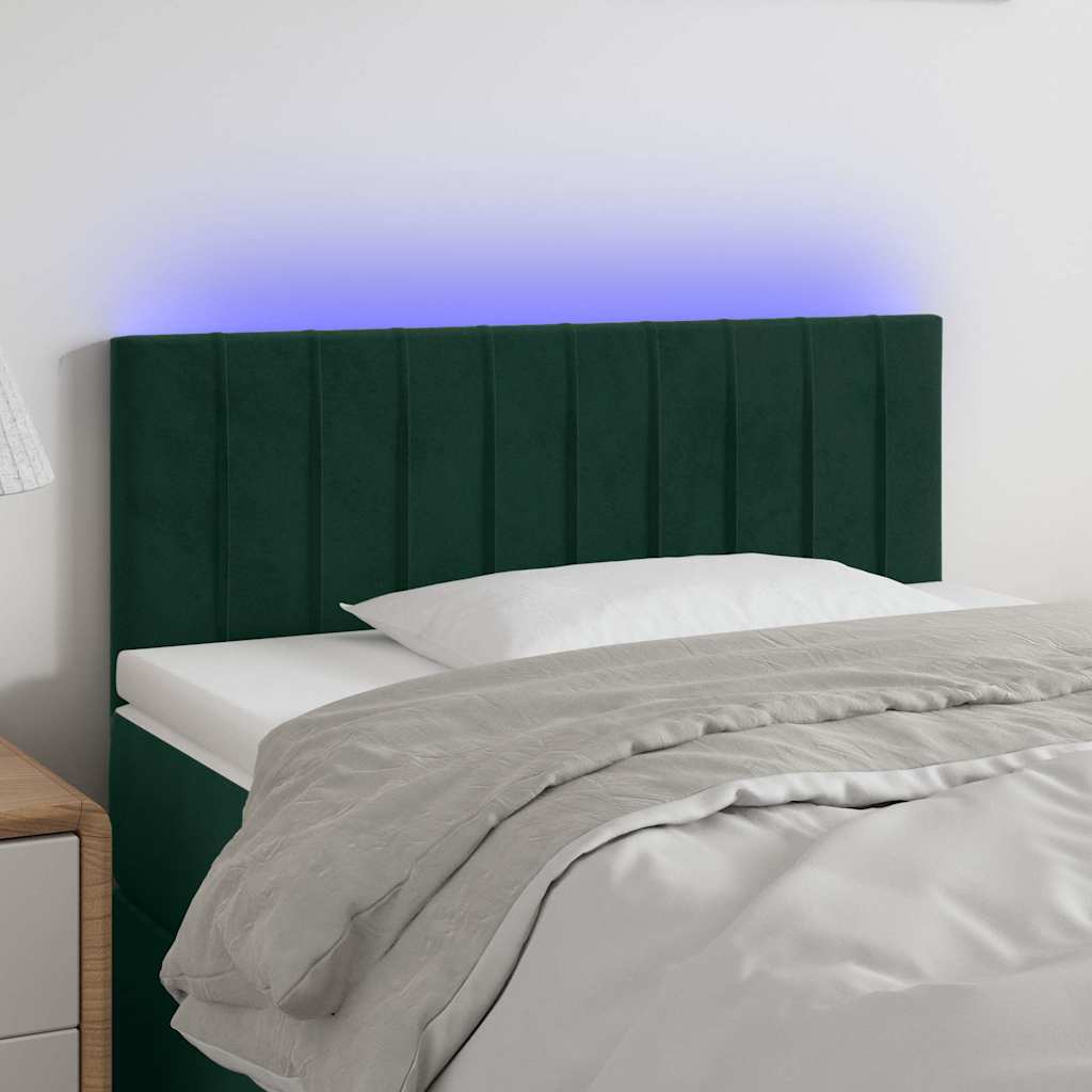vidaXL Κεφαλάρι Κρεβατιού LED Σκούρο Πράσινο 80x5x78/88 εκ. Βελούδινο