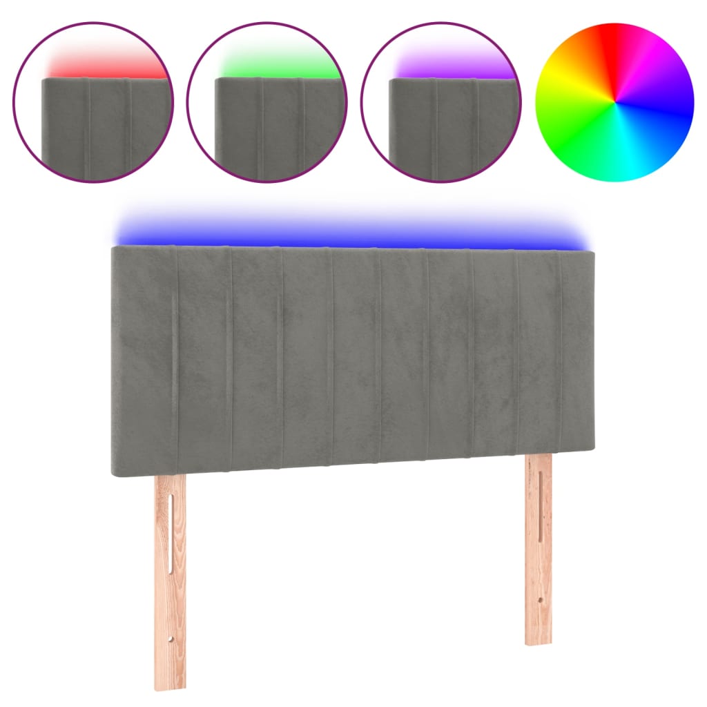vidaXL Κεφαλάρι Κρεβατιού LED Ανοιχτό Γκρι 90x5x78/88 εκ. Βελούδινο
