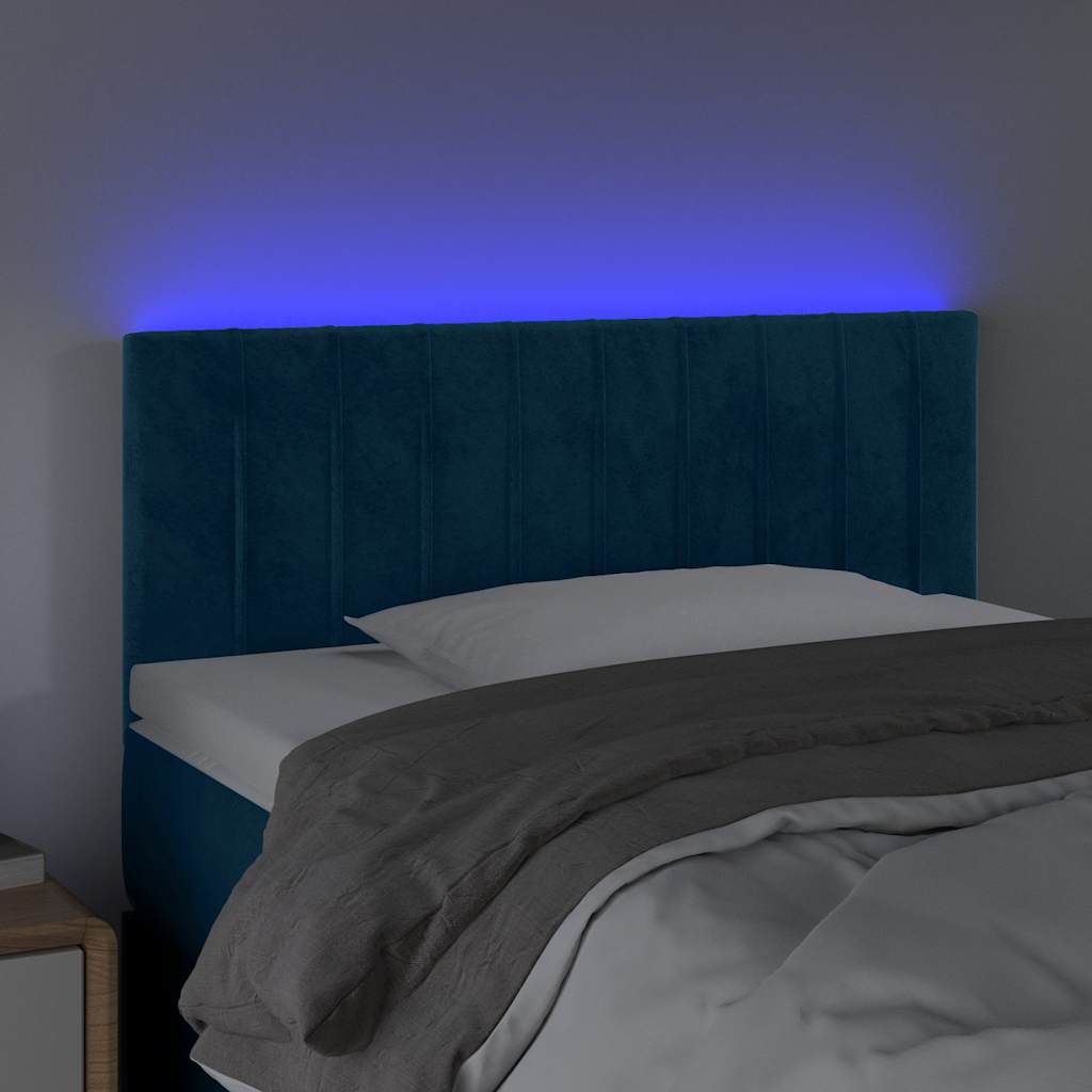 vidaXL Κεφαλάρι Κρεβατιού LED Σκούρο Μπλε 90x5x78/88 εκ. Βελούδινο