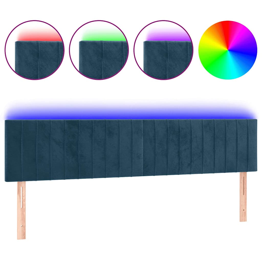 vidaXL Κεφαλάρι Κρεβατιού LED Σκούρο Μπλε 160x5x78/88 εκ. Βελούδινο