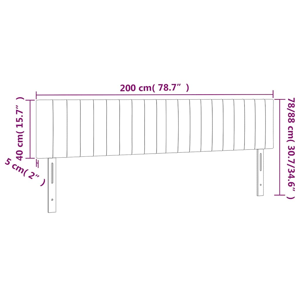 vidaXL Κεφαλάρι Κρεβατιού LED Σκούρο Μπλε 200x5x78/88 εκ. Βελούδινο