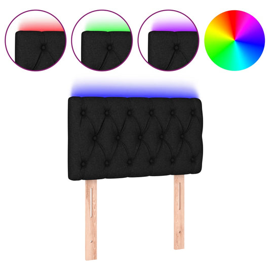 vidaXL Κεφαλάρι Κρεβατιού LED Μαύρο 80x7x78/88 εκ. Υφασμάτινο