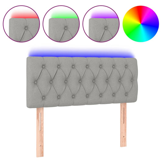 vidaXL Κεφαλάρι Κρεβατιού LED Ανοιχτό Γκρι 100x7x78/88 εκ. Υφασμάτινο