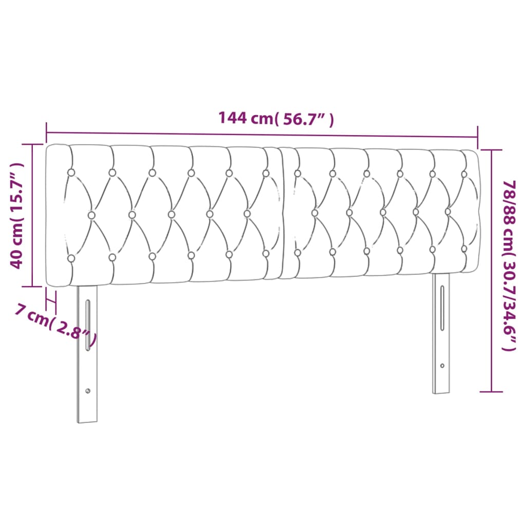 vidaXL Κεφαλάρι Κρεβατιού LED Σκούρο Καφέ 144x7x78/88 εκ. Υφασμάτινο