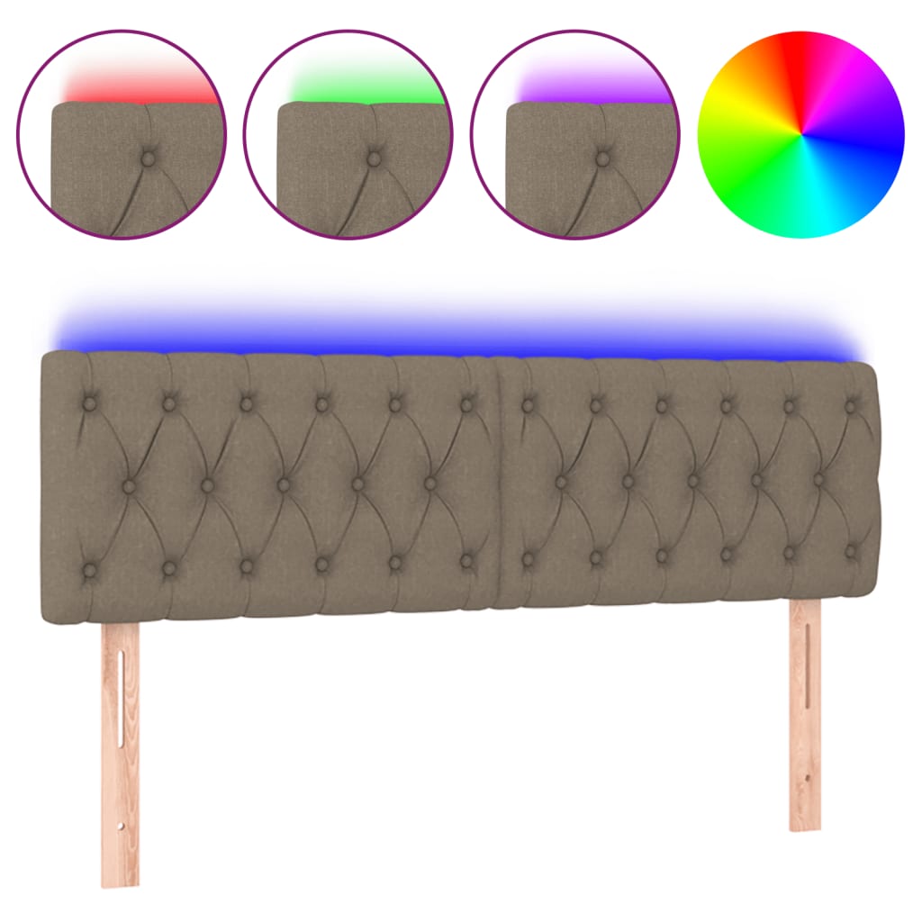 vidaXL Κεφαλάρι Κρεβατιού LED Taupe 160x7x78/88 εκ. Υφασμάτινο