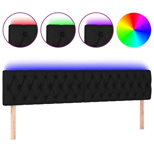 vidaXL Κεφαλάρι Κρεβατιού LED Μαύρο 180x7x78/88 εκ. Υφασμάτινο