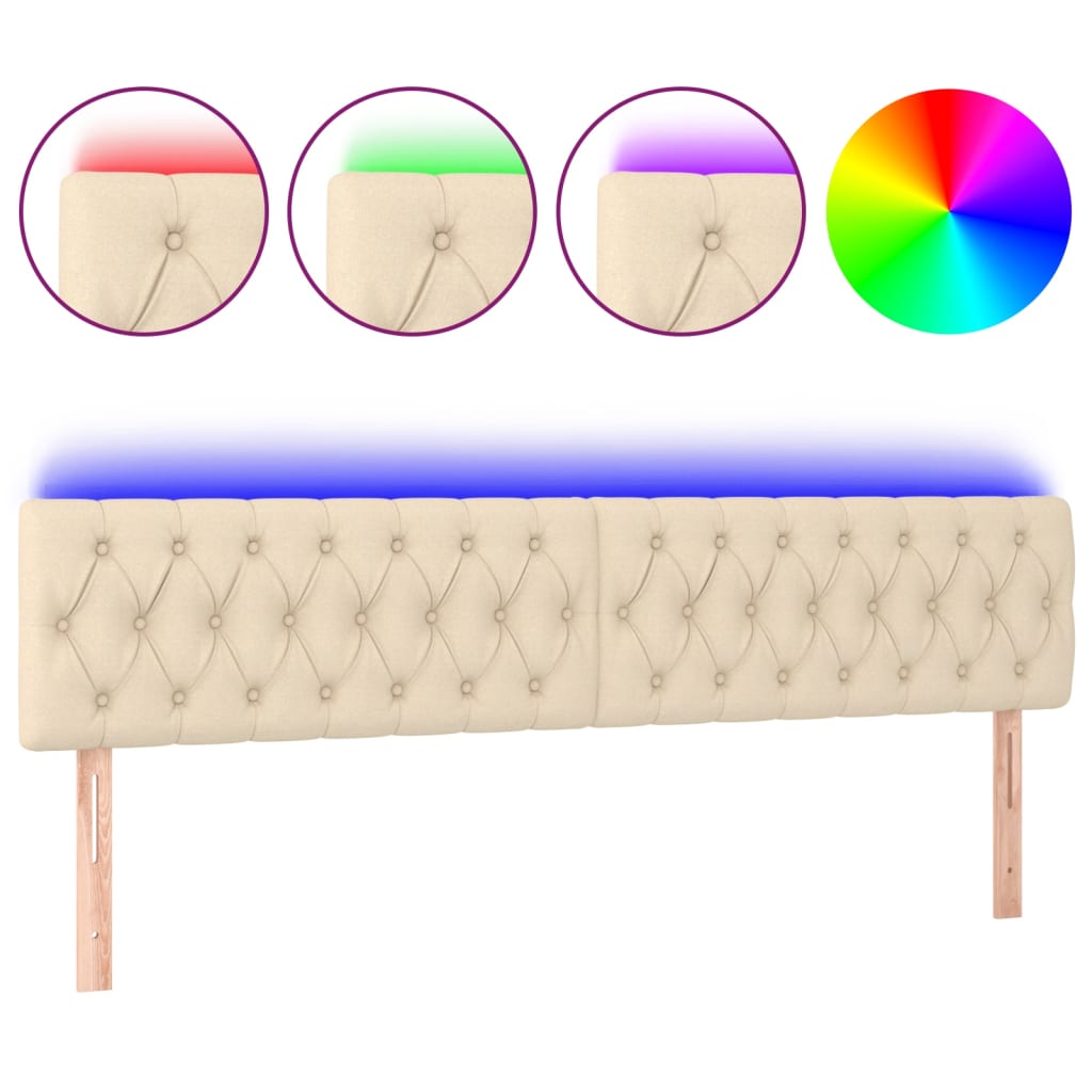 vidaXL Κεφαλάρι Κρεβατιού LED Κρεμ 180x7x78/88 εκ. Υφασμάτινο
