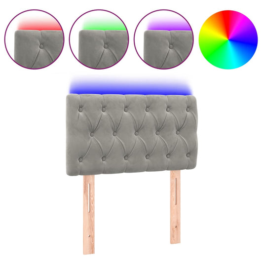 vidaXL Κεφαλάρι Κρεβατιού LED Ανοιχτό Γκρι 80x7x78/88 εκ. Βελούδινο