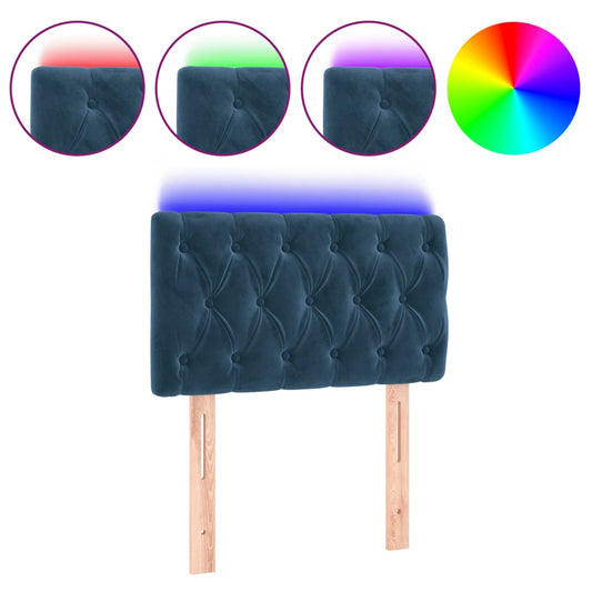 vidaXL Κεφαλάρι Κρεβατιού LED Σκούρο Μπλε 80x7x78/88 εκ. Βελούδινο