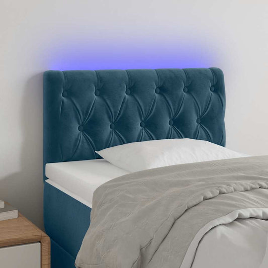 vidaXL Κεφαλάρι Κρεβατιού LED Σκούρο Μπλε 80x7x78/88 εκ. Βελούδινο