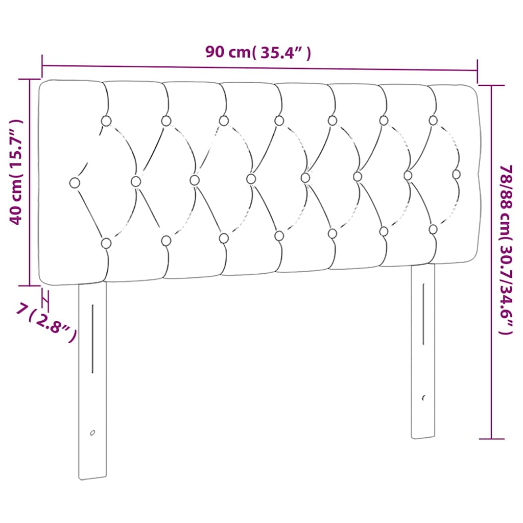 vidaXL Κεφαλάρι Κρεβατιού LED Σκούρο Μπλε 90x7x78/88 εκ. Βελούδινο