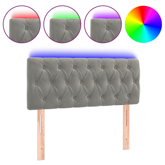 vidaXL Κεφαλάρι Κρεβατιού LED Ανοιχτό Γκρι 100x7x78/88 εκ. Βελούδινο