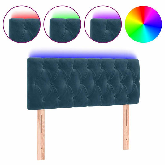 vidaXL Κεφαλάρι Κρεβατιού LED Σκούρο Μπλε 100x7x78/88 εκ. Βελούδινο