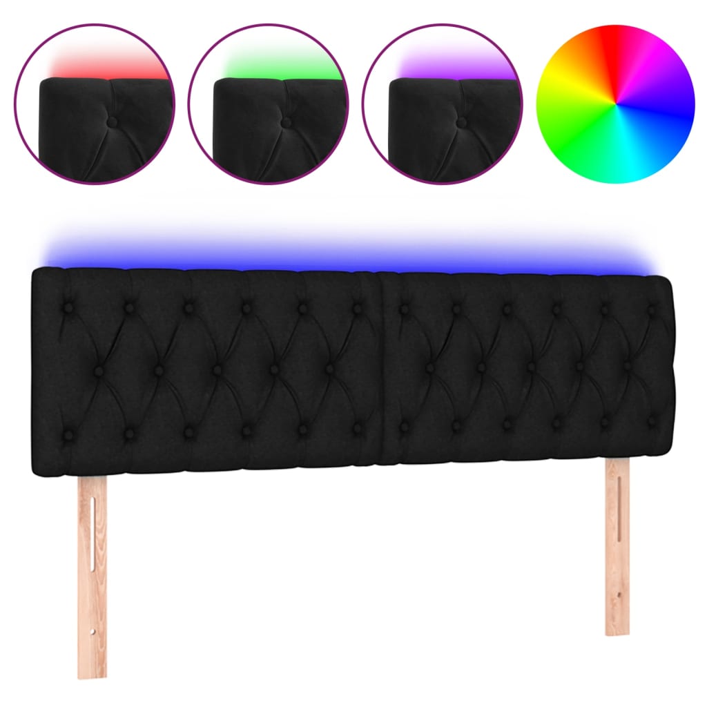 vidaXL Κεφαλάρι Κρεβατιού LED Μαύρο 144x7x78/88 εκ. Βελούδινο