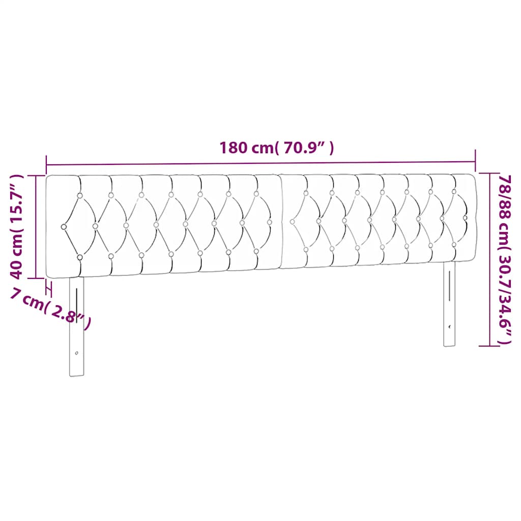 vidaXL Κεφαλάρι Κρεβατιού LED Σκούρο Πράσινο 180x7x78/88 εκ. Βελούδινο
