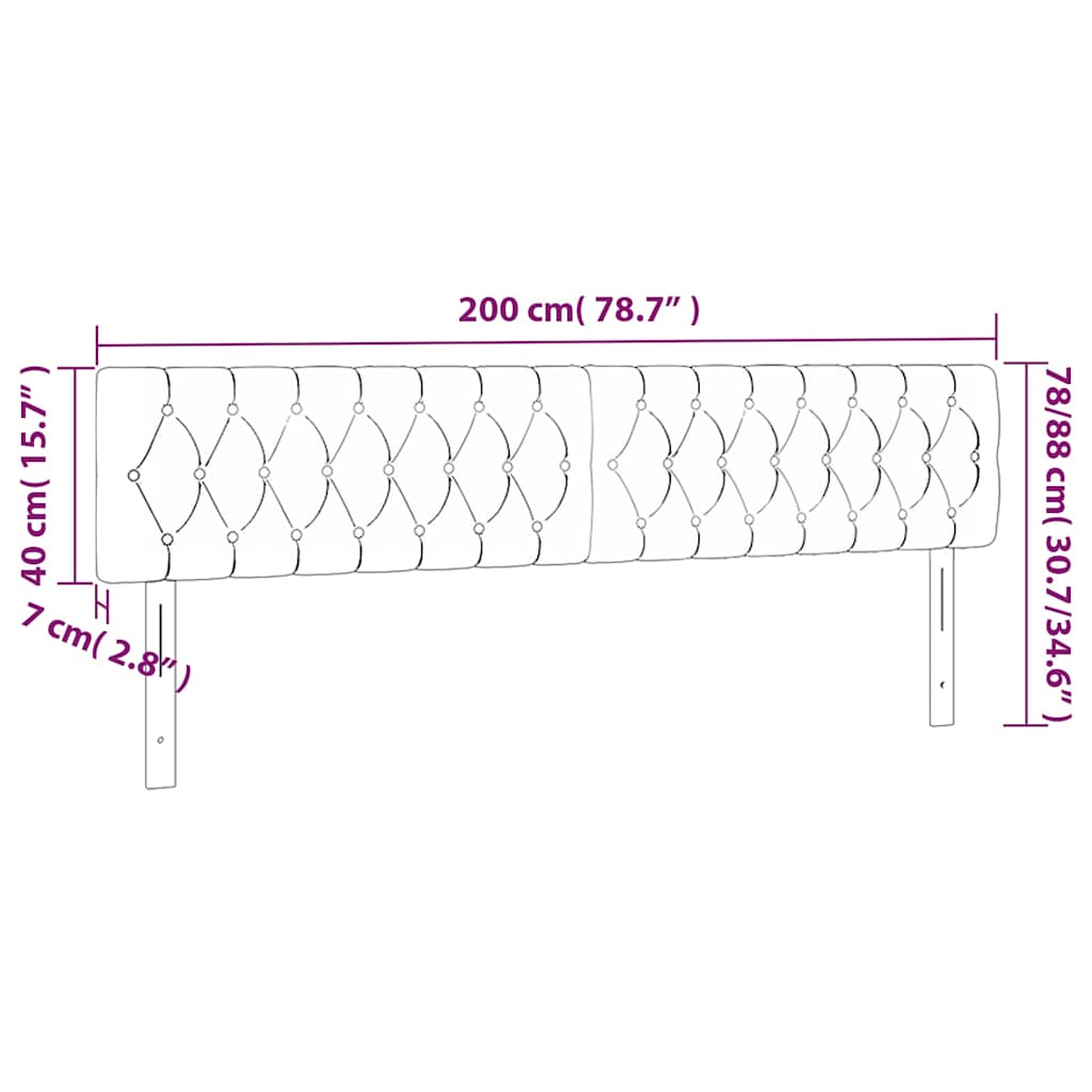 vidaXL Κεφαλάρι Κρεβατιού LED Σκούρο Πράσινο 200x7x78/88 εκ. Βελούδινο