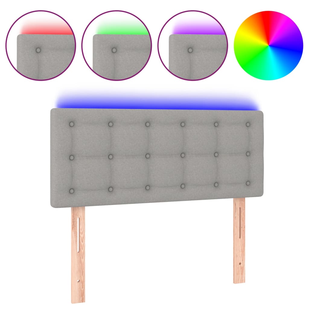 vidaXL Κεφαλάρι Κρεβατιού LED Ανοιχτό Γκρι 80x5x78/88 εκ. Υφασμάτινο