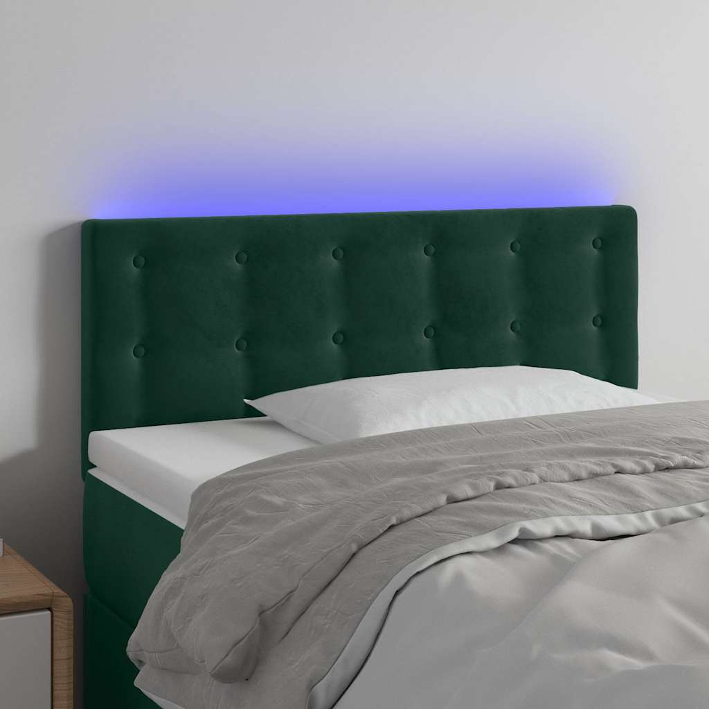 vidaXL Κεφαλάρι Κρεβατιού LED Σκούρο Πράσινο 80x5x78/88 εκ. Βελούδινο