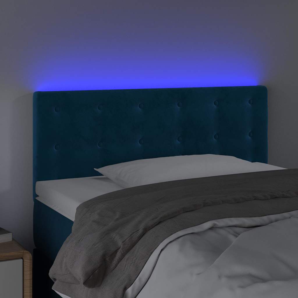 vidaXL Κεφαλάρι Κρεβατιού LED Σκούρο Μπλε 80x5x78/88 εκ. Βελούδινο