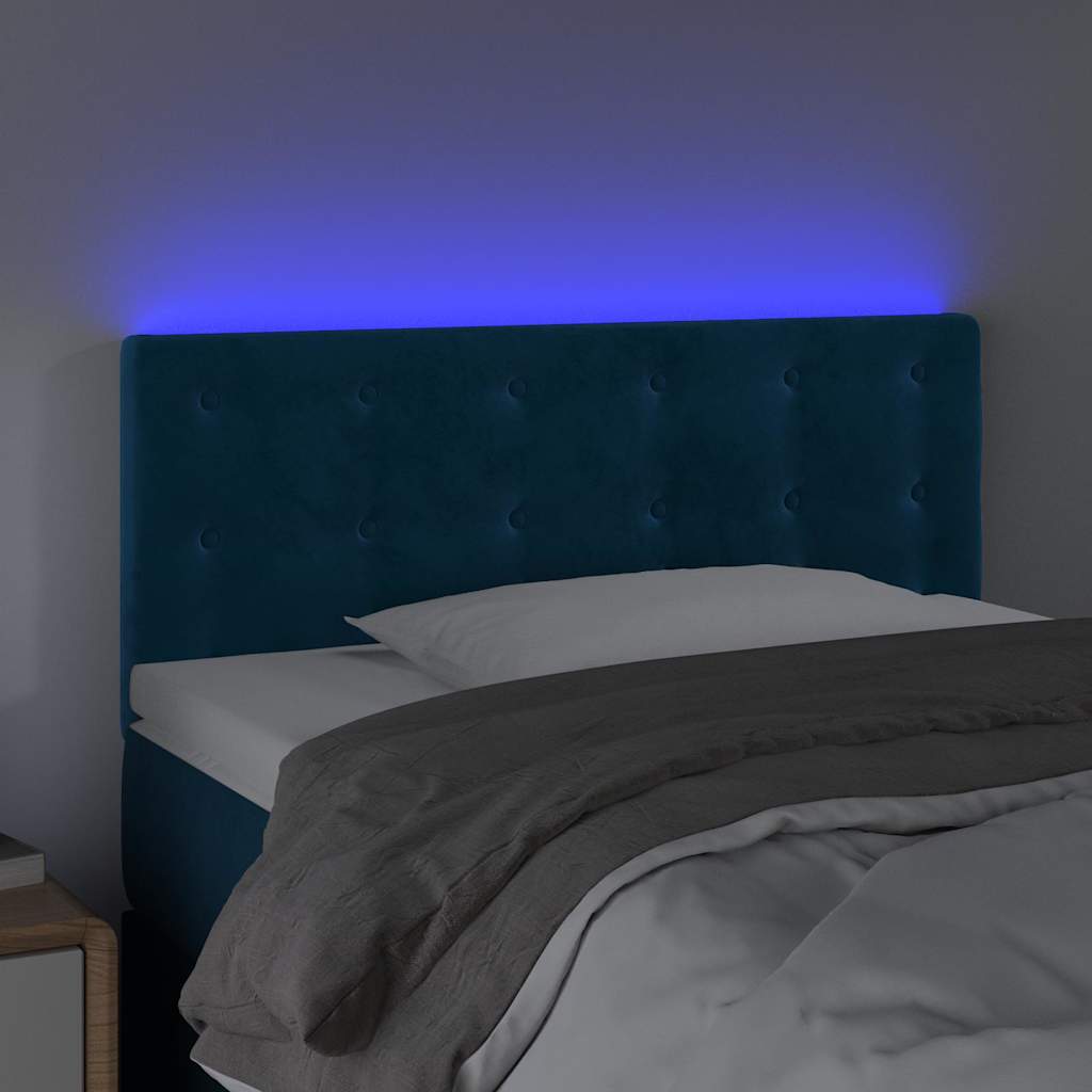 vidaXL Κεφαλάρι Κρεβατιού LED Σκούρο Μπλε 90x5x78/88 εκ. Βελούδινο