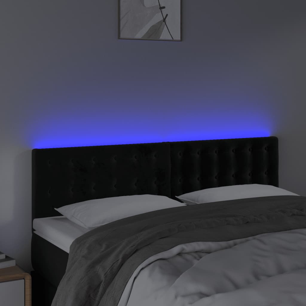 vidaXL Κεφαλάρι Κρεβατιού LED Μαύρο 144x5x78/88 εκ. Βελούδινο