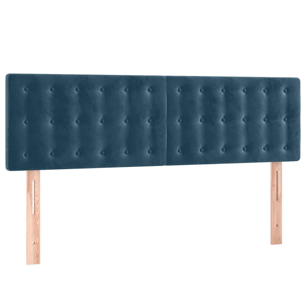 vidaXL Κεφαλάρι Κρεβατιού LED Σκούρο Μπλε 144x5x78/88 εκ. Βελούδινο