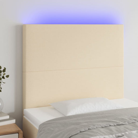 vidaXL Κεφαλάρι Κρεβατιού LED Κρεμ 80x5x118/128εκ. Υφασμάτινο