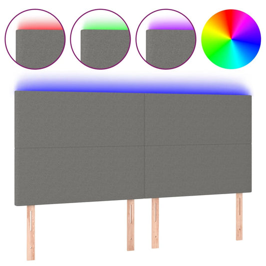 vidaXL Κεφαλάρι Κρεβατιού LED Σκούρο Γκρι 160x5x118/128εκ. Υφασμάτινο