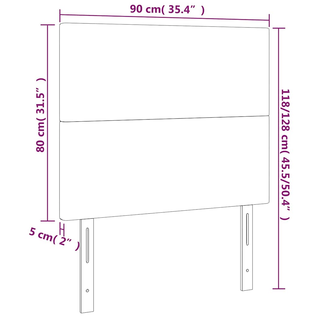 vidaXL Κεφαλάρι Κρεβατιού LED Σκούρο Πράσινο 90x5x118/128εκ. Βελούδινο
