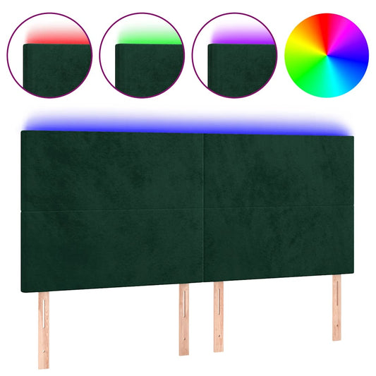 vidaXL Κεφαλάρι Κρεβατιού LED Σκούρο Πράσινο 160x5x118/128 εκ.