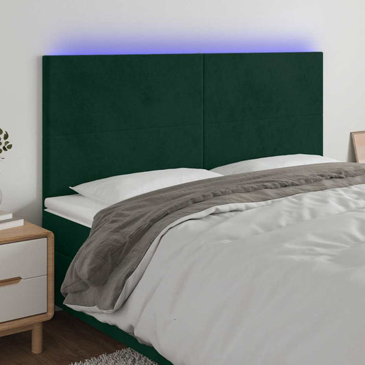 vidaXL Κεφαλάρι Κρεβατιού LED Σκούρο Πράσινο 160x5x118/128 εκ.