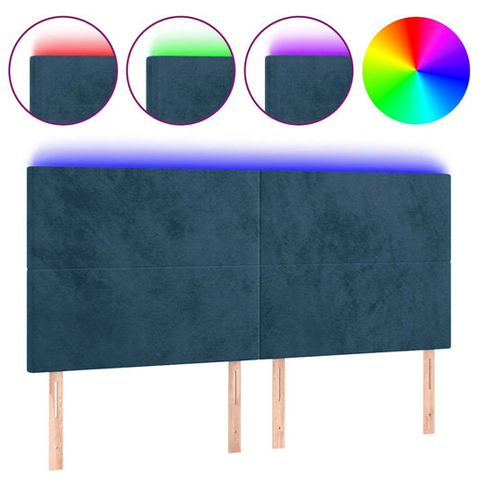 vidaXL Κεφαλάρι Κρεβατιού LED Σκούρο Μπλε 160x5x118/128 εκ. Βελούδινο