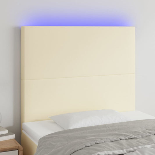 vidaXL Κεφαλάρι Κρεβατιού LED Κρεμ 90x5x118/128 εκ