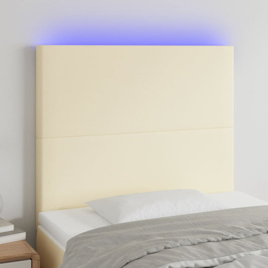 vidaXL Κεφαλάρι Κρεβατιού LED Κρεμ 100x5x118/128 εκ. Συνθετ. Δέρμα