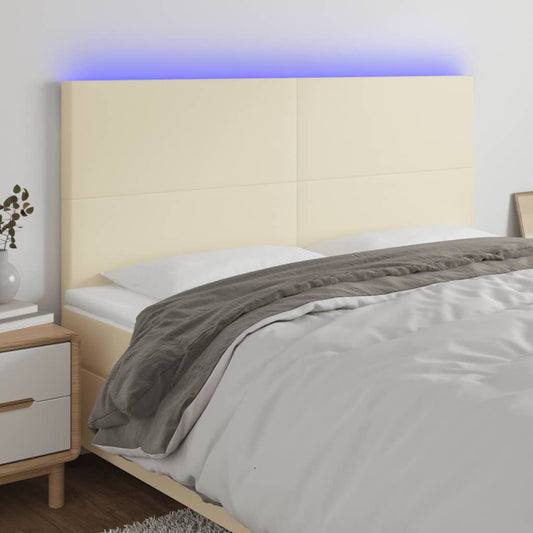 vidaXL Κεφαλάρι Κρεβατιού LED Κρεμ 180x5x118/128 εκ. Συνθετ. Δέρμα