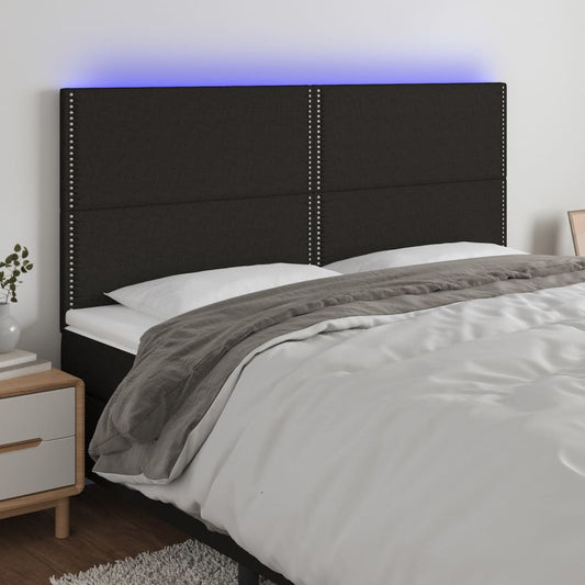 vidaXL Κεφαλάρι Κρεβατιού LED Μαύρο 180x5x118/128 εκ. Υφασμάτινο