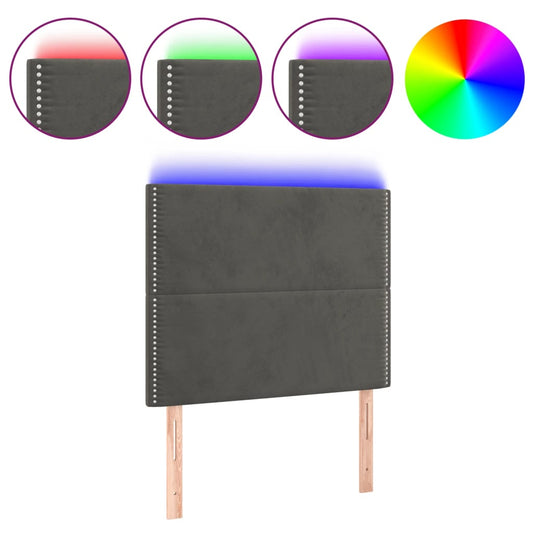 vidaXL Κεφαλάρι Κρεβατιού LED Σκούρο Γκρι 80x5x118/128 εκ. Βελούδινο
