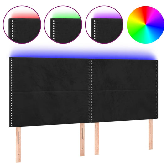 vidaXL Κεφαλάρι Κρεβατιού LED Μαύρο 160x5x118/128 εκ. Βελούδινο