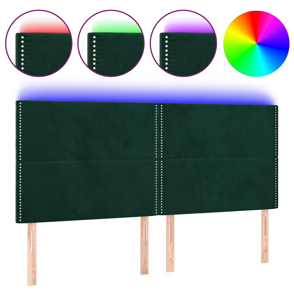 vidaXL Κεφαλάρι Κρεβατιού LED Σκούρο Πράσινο 180x5x118/128 εκ.