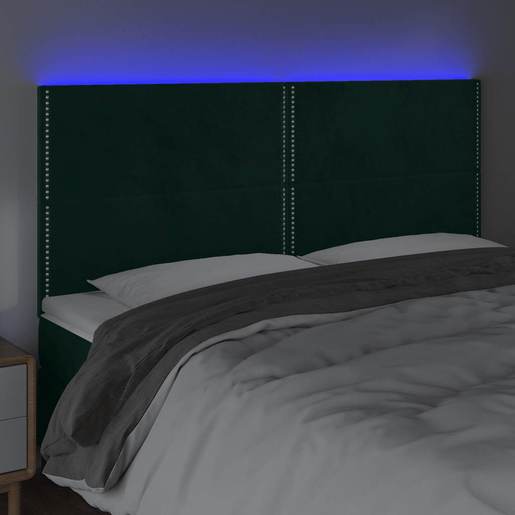 vidaXL Κεφαλάρι Κρεβατιού LED Σκούρο Πράσινο 180x5x118/128 εκ.