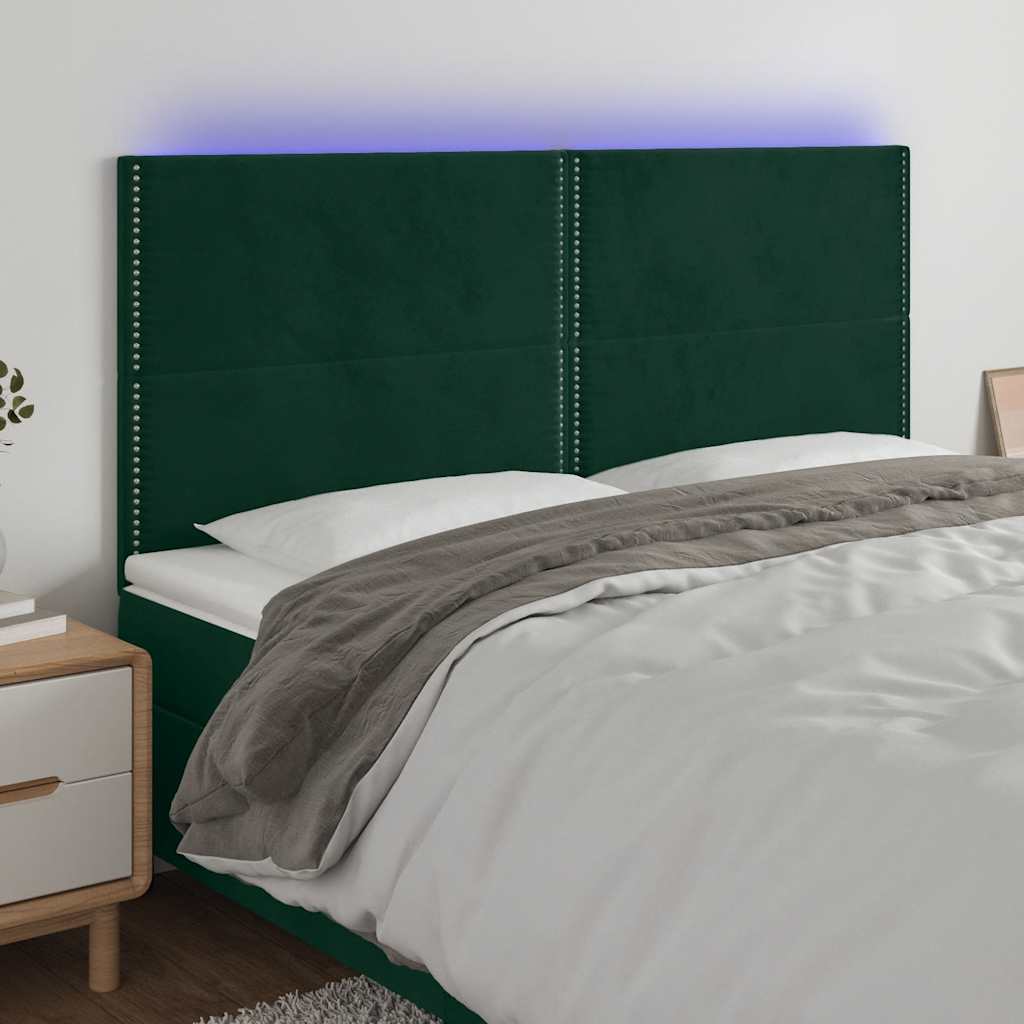 vidaXL Κεφαλάρι Κρεβατιού LED Σκούρο Πράσινο 180x5x118/128 εκ.