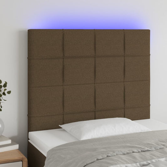vidaXL Κεφαλάρι Κρεβατιού LED Σκούρο Καφέ 90x5x118/128εκ. Υφασμάτινο