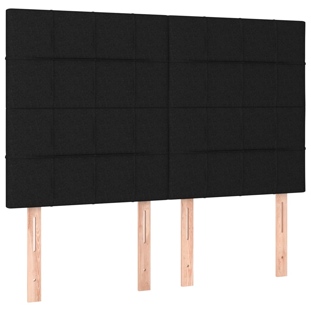 vidaXL Κεφαλάρι Κρεβατιού LED Μαύρο 144x5x118/128 εκ. Υφασμάτινο