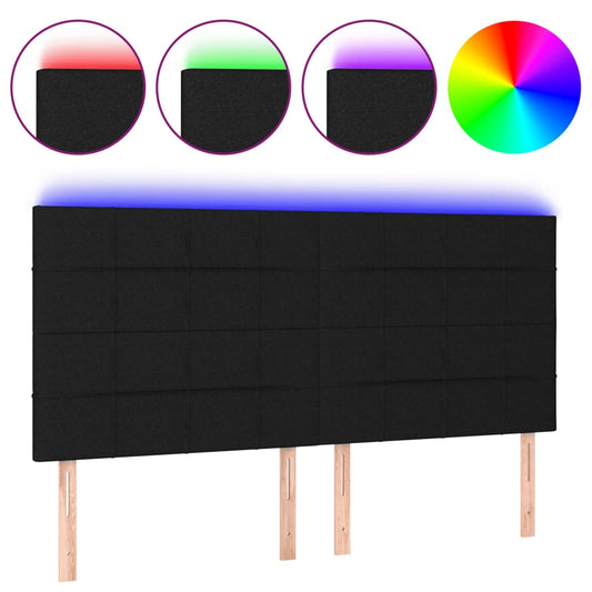 vidaXL Κεφαλάρι Κρεβατιού LED Μαύρο 180x5x118/128 εκ. Υφασμάτινο