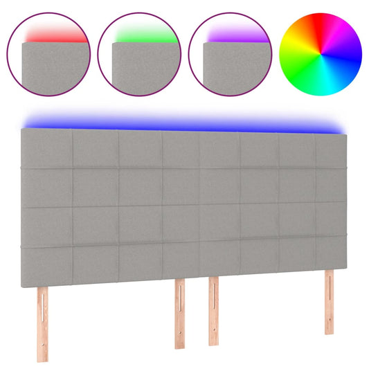 vidaXL Κεφαλάρι Κρεβατιού LED Ανοιχτό Γκρι 200x5x118/128εκ. Υφασμάτινο