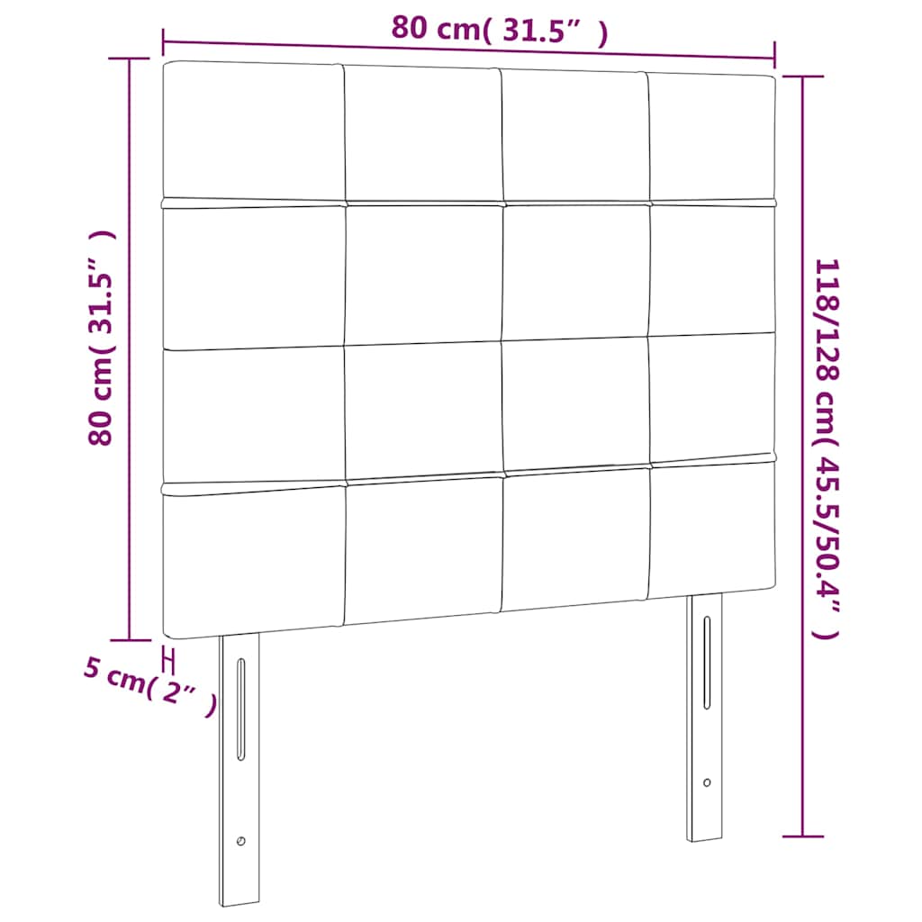 vidaXL Κεφαλάρι Κρεβατιού LED Σκούρο Πράσινο 80x5x118/128εκ. Βελούδινο