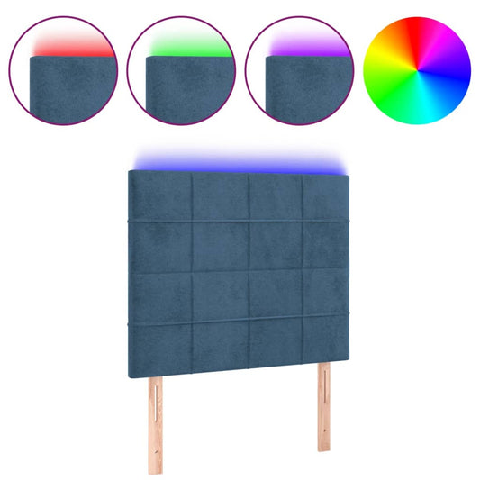 vidaXL Κεφαλάρι Κρεβατιού LED Σκούρο Μπλε 100x5x118/128 εκ. Βελούδινο