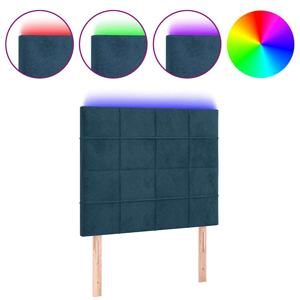 vidaXL Κεφαλάρι Κρεβατιού LED Σκούρο Μπλε 100x5x118/128 εκ. Βελούδινο